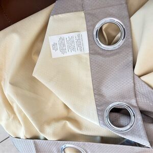 Cream and Gray Grommet Curtains